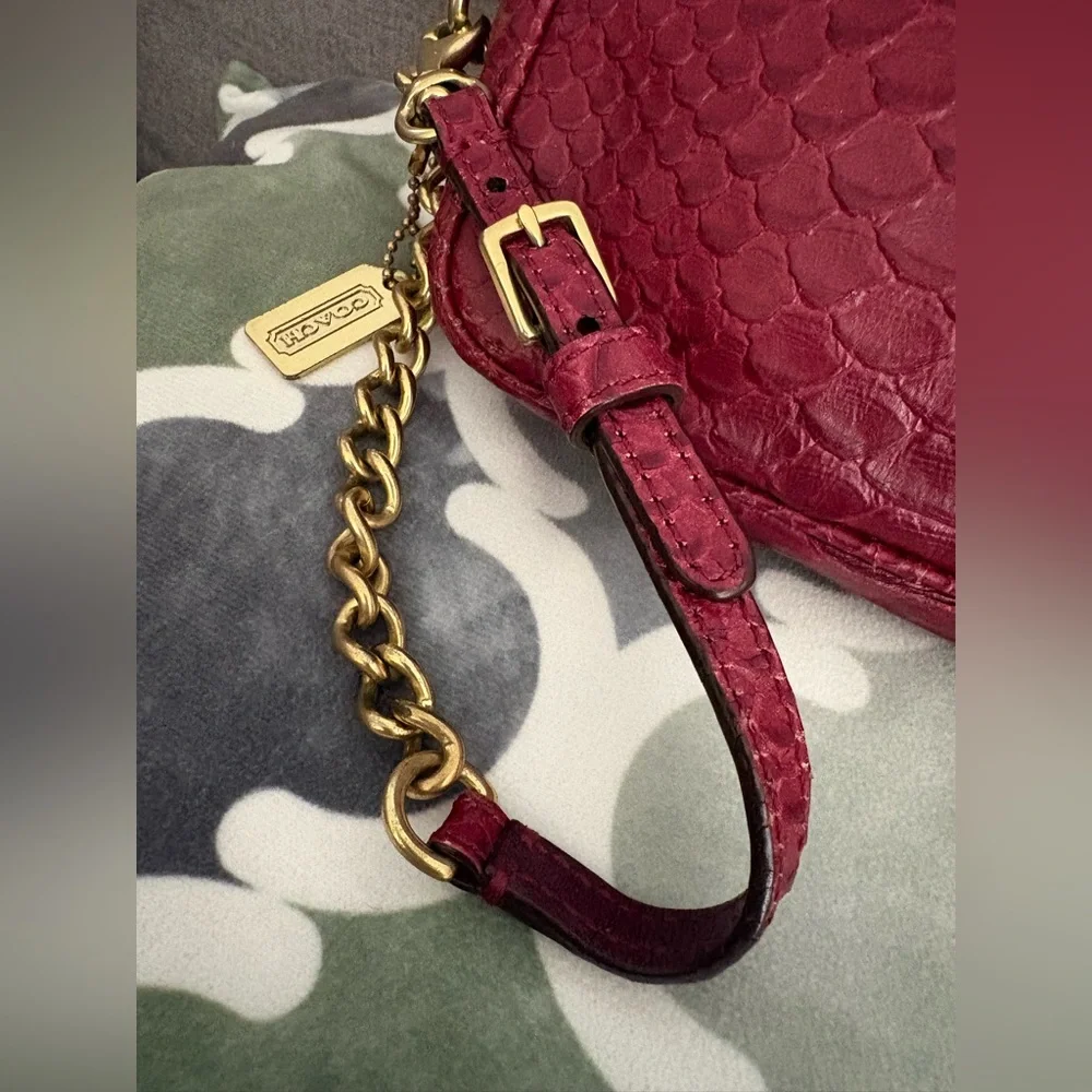 Coach Red Embossed Leather Wristlet - Picture 2 of 9